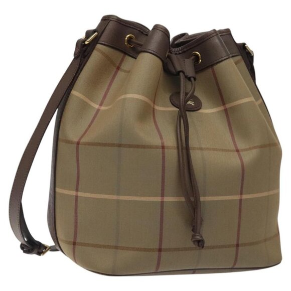 Burberrys Nova Check Shoulder Bag Canvas Leather Beige Auth 117497 - Picture 1 of 16